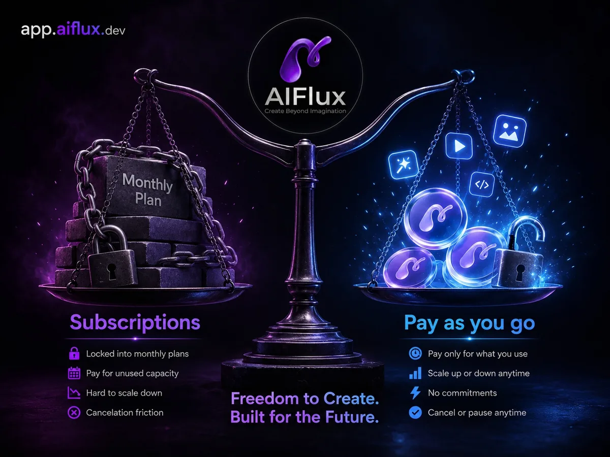 Pay-as-you-go AI tools vs monthly subscriptions — freedom from recurring fees
